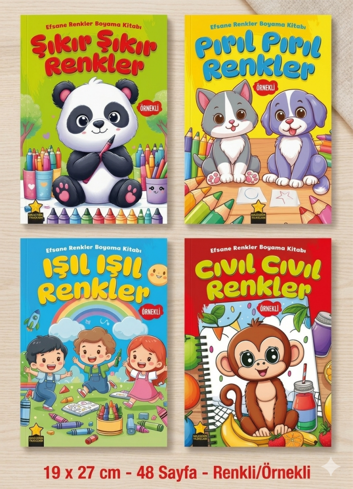 Efsane Renkler Örnekli Boyama Kitabı 4 Kitap Set