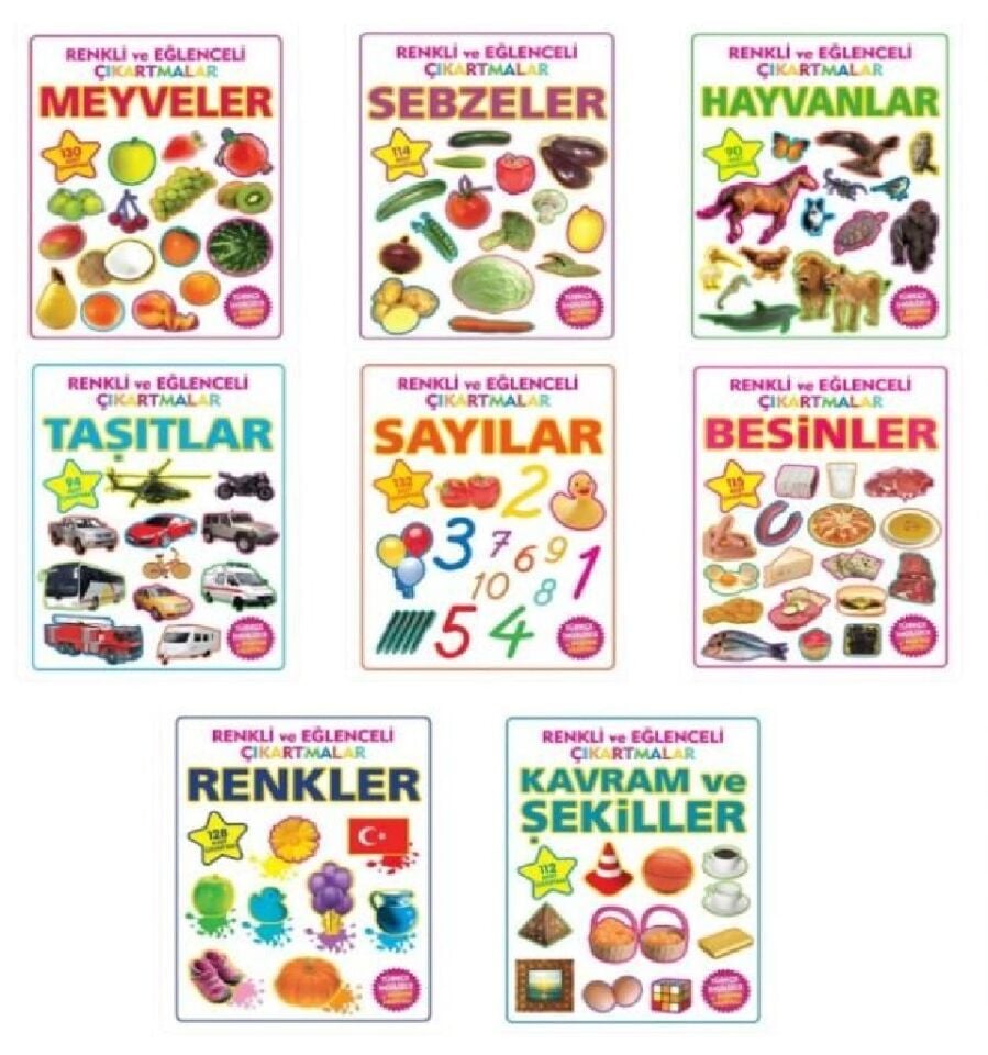 Parıltı Okul Öncesi Renkli ve Eğlenceli Çıkartmalar Seti 8 Kitap