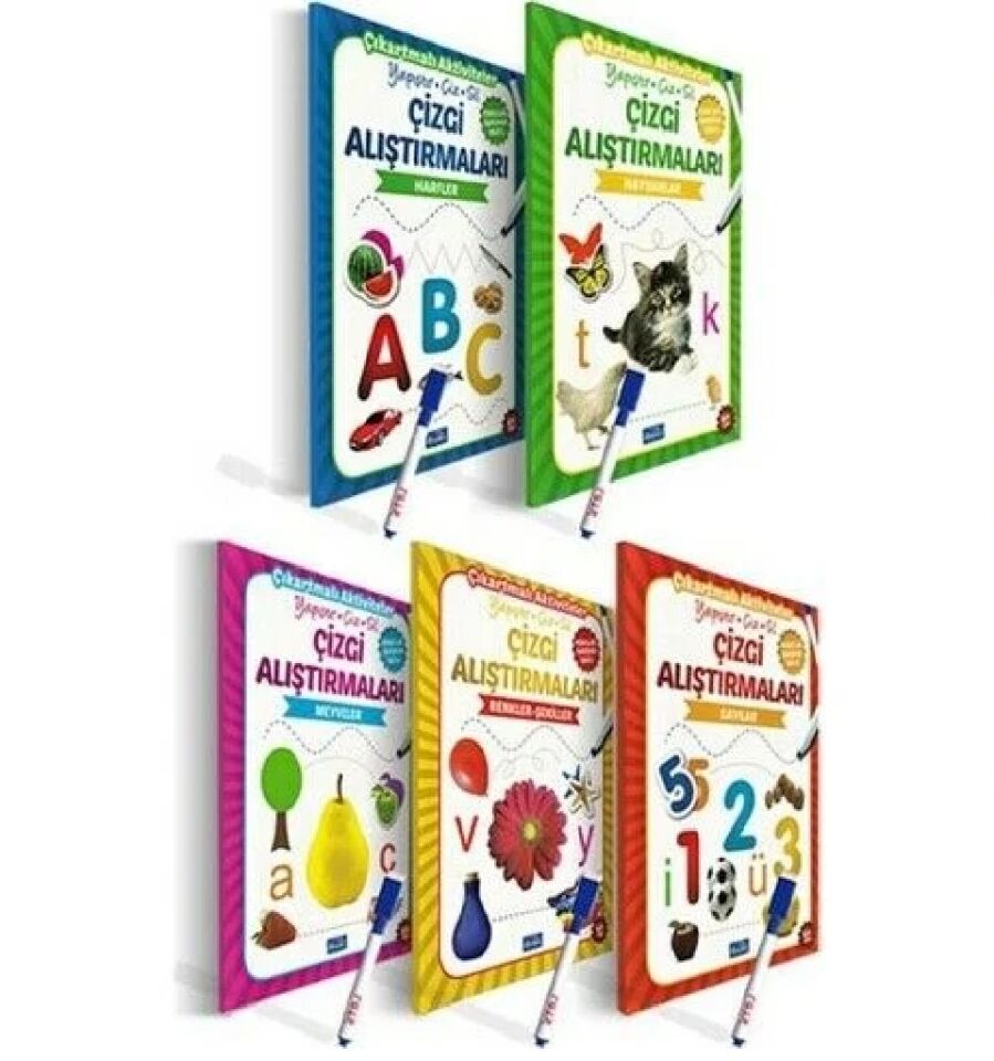 Çizgi Alıştırmaları Seti 5 Kitap + Yaz Sil Kalem