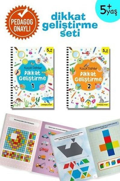 Küçük Dahiler Dikkat Geliştirme Seti 5+ Yaş (2 Kitap ) Gülizar Ç. Çetinkaya & Ayça G. Derin