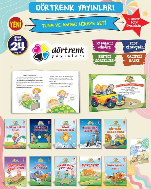 Dörtrenk 2. Sınıf Tuna ve Amigo İle Okuduğumu Anlıyorum Seti 10 Kitap