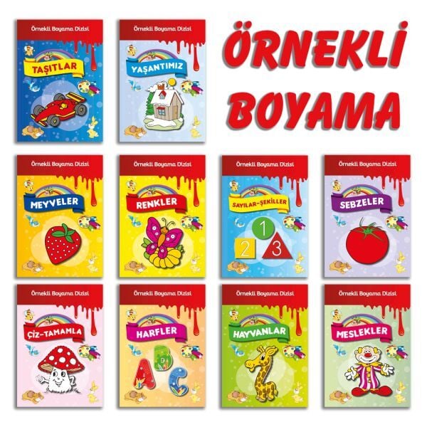 Örnekli Boyama Kitabı Seti 10 Kitap