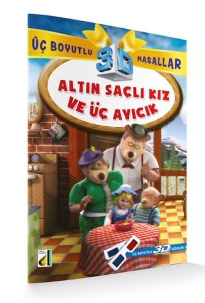 Üç Boyutlu Altın Saçlı Kız ve Üç Ayıcık + 3D Gözlük