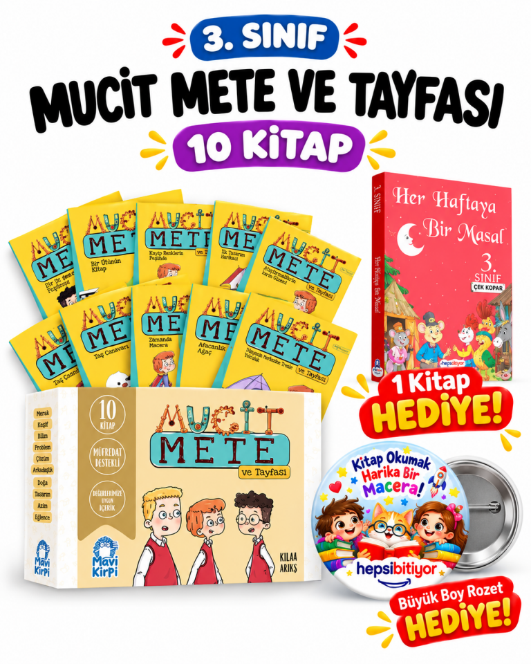 Mavi Kirpi 3. Sınıf  Mucit Mete ve Tayfası Hikaye Seti (10 Kitap)