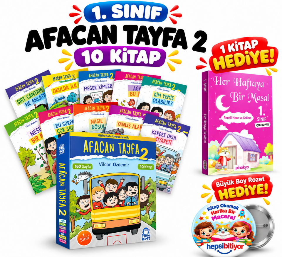 Mavi Kirpi 1. Sınıf Afacan Tayfa 2 Hikaye Seti (10 Kitap)