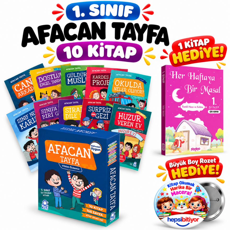 Mavi Kirpi 1. Sınıf Afacan Tayfa 1 Hikaye Seti (10 Kitap)