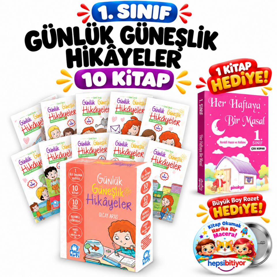 Mavi Kirpi 1. Sınıf Günlük Güneşlik Hikaye Seti (10 Kitap)