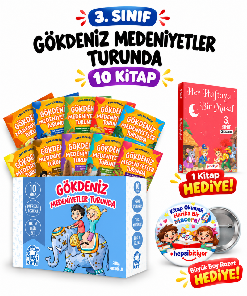 Mavi Kirpi  3. Sınıf Gökdeniz Medeniyetler Turunda Hikaye Seti (10 Kitap)
