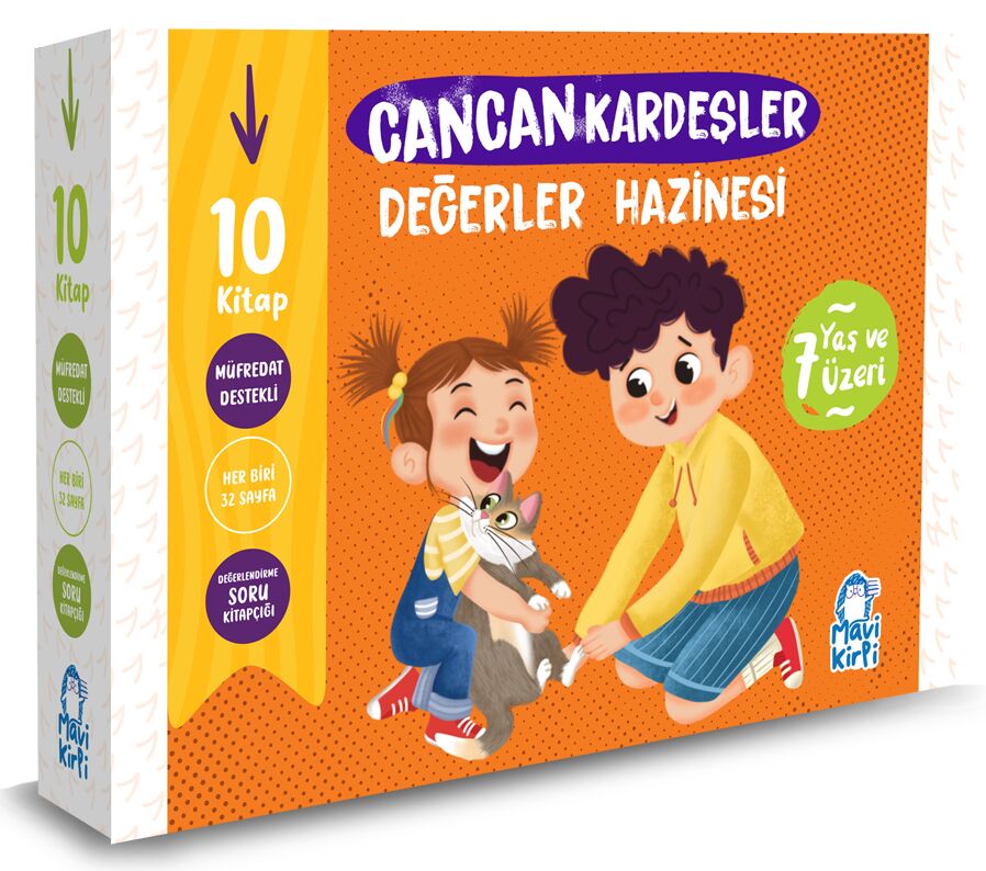 Mavi Kirpi 2. Sınıf Cancan Kardeşler Değerler Hazinesi Hikaye Seti (10 Kitap)