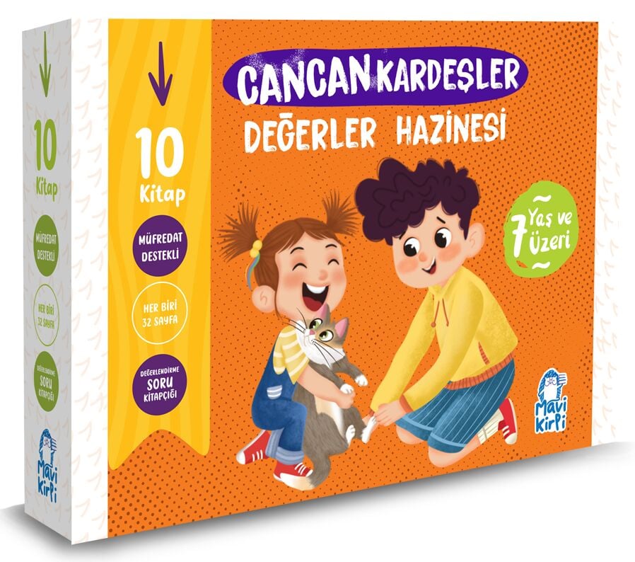 Mavi Kirpi 2. Sınıf Cancan Kardeşler Değerler Hazinesi Hikaye Seti (10 Kitap)