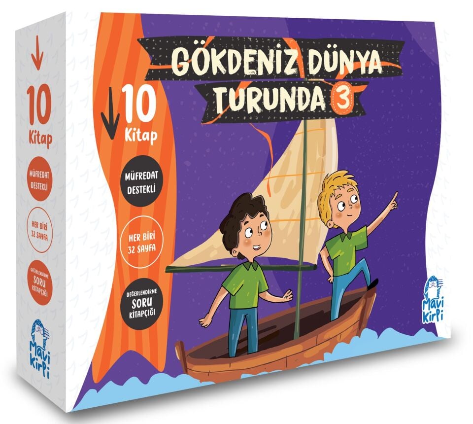 Mavi Kirpi 2. Sınıf Gökdeniz Dünya Turunda 3 Hikaye Seti (10 Kitap)