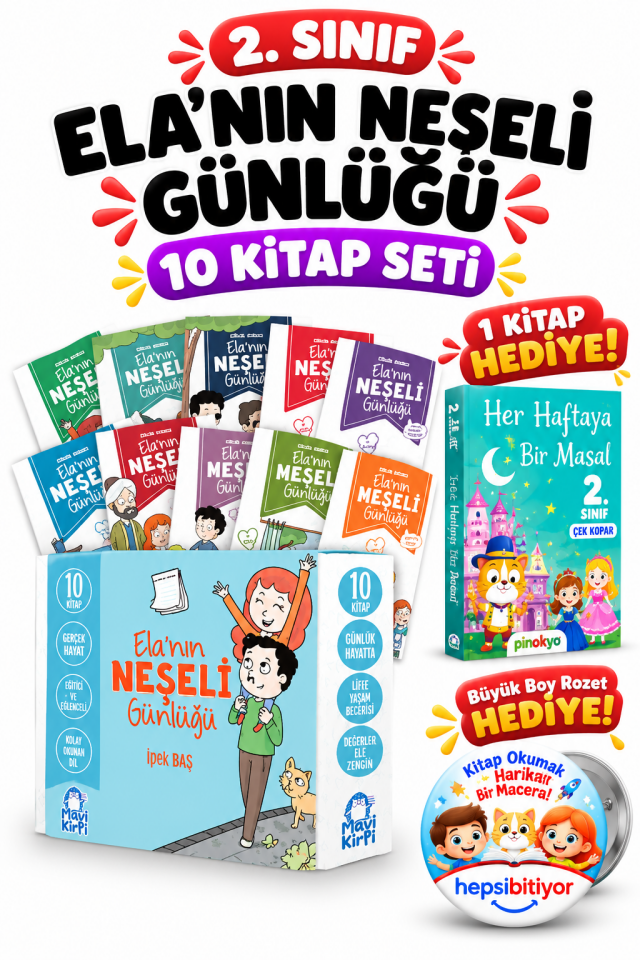 Mavi Kirpi 2. Sınıf Elanın Neşeli Günlüğü Hikaye Seti (10 Kitap)