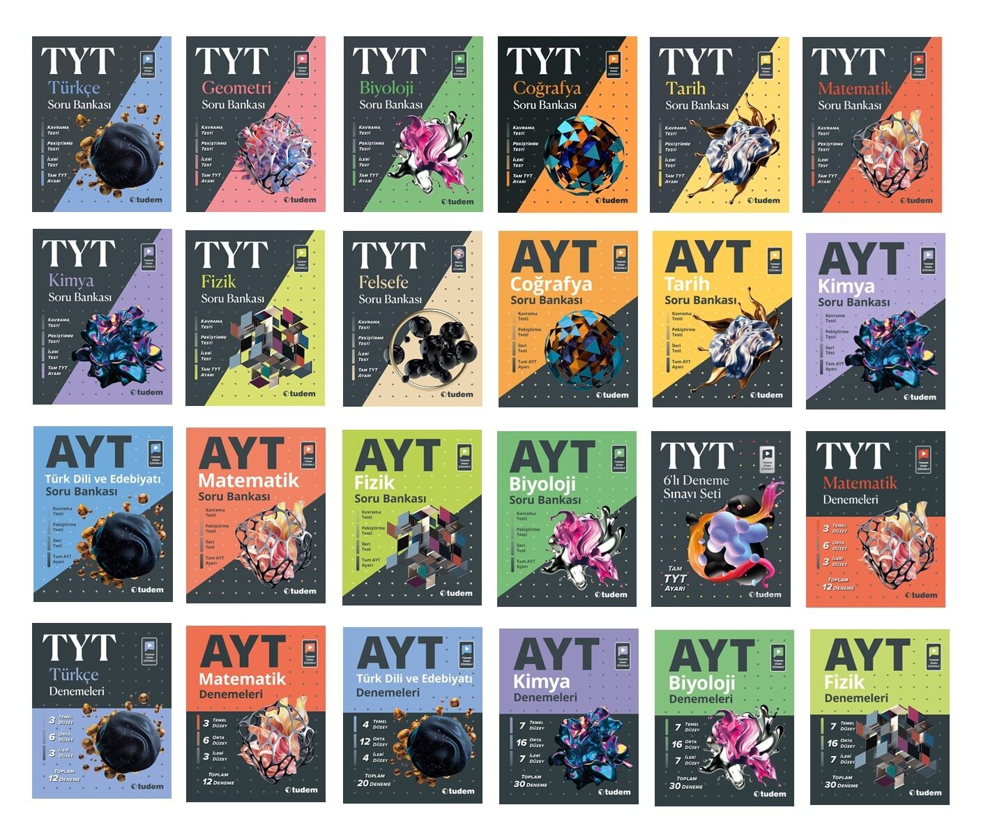 Tudem TYT AYT Soru Bankası ve Deneme Seti 24 Kitap