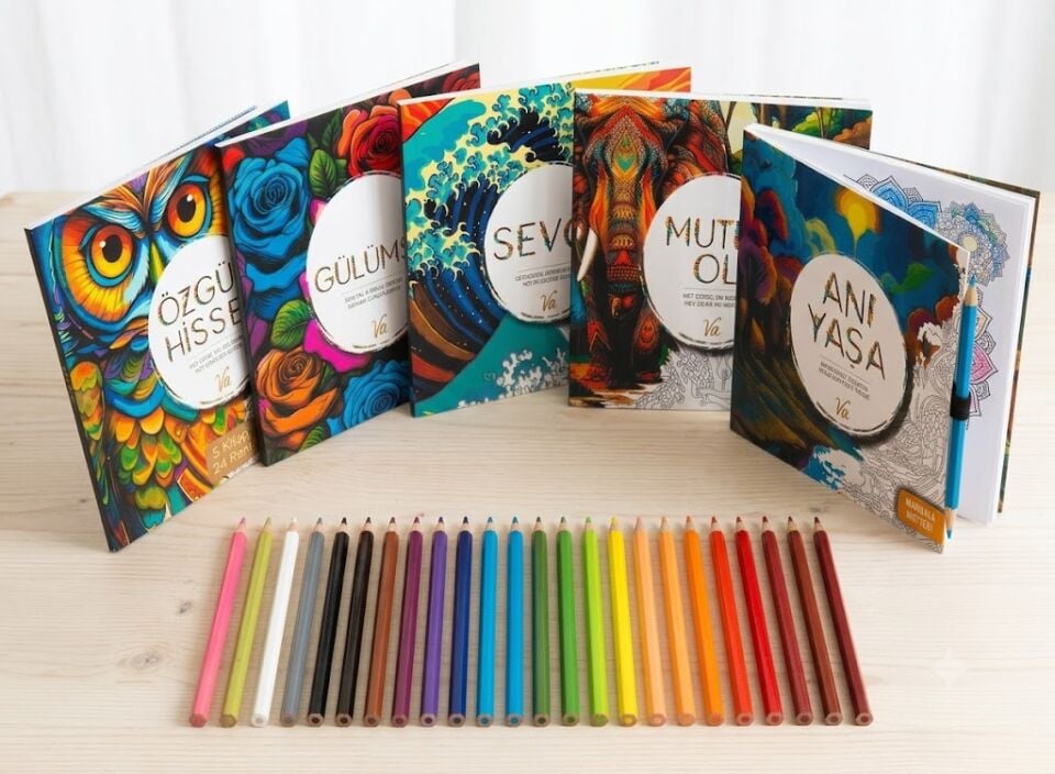 Herkes İçin Mandala Boyama Seti (5 Kitap + 24'lü Kuru Boya)