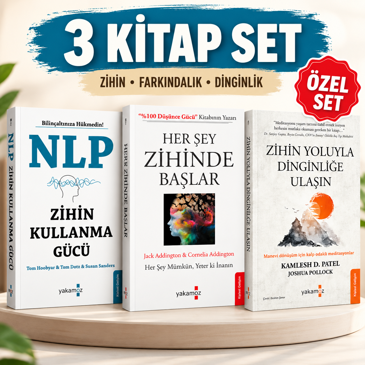 Zihin ve Kişisel Gelişim Seti 3 Kitap (NLP Zihin Kullanma Gücü, Her Şey Zihinde Başlar, Zihin Yoluyla Dinginliğe Ulaşın)