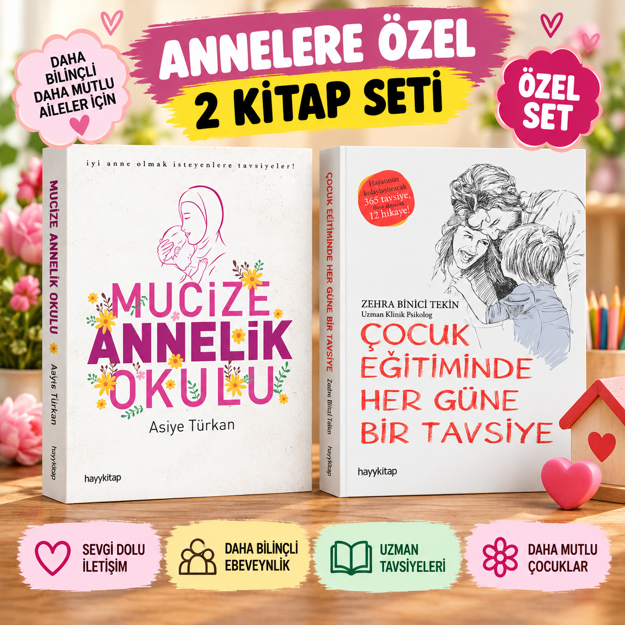 Annelik ve Çocuk Eğitimi Seti 2 Kitap (Mucize Annelik Okulu, Çocuk Eğitiminde Her Güne Bir Tavsiye)