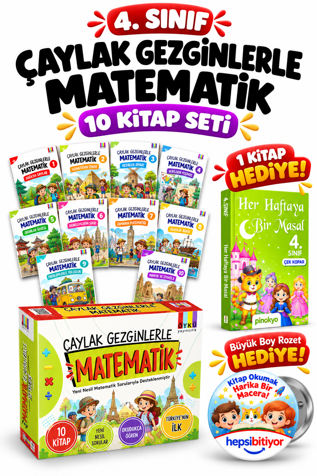 Öykü 4. Sınıf Çaylak Gezginlerle Matematik Hikâye Seti 10 Kitap