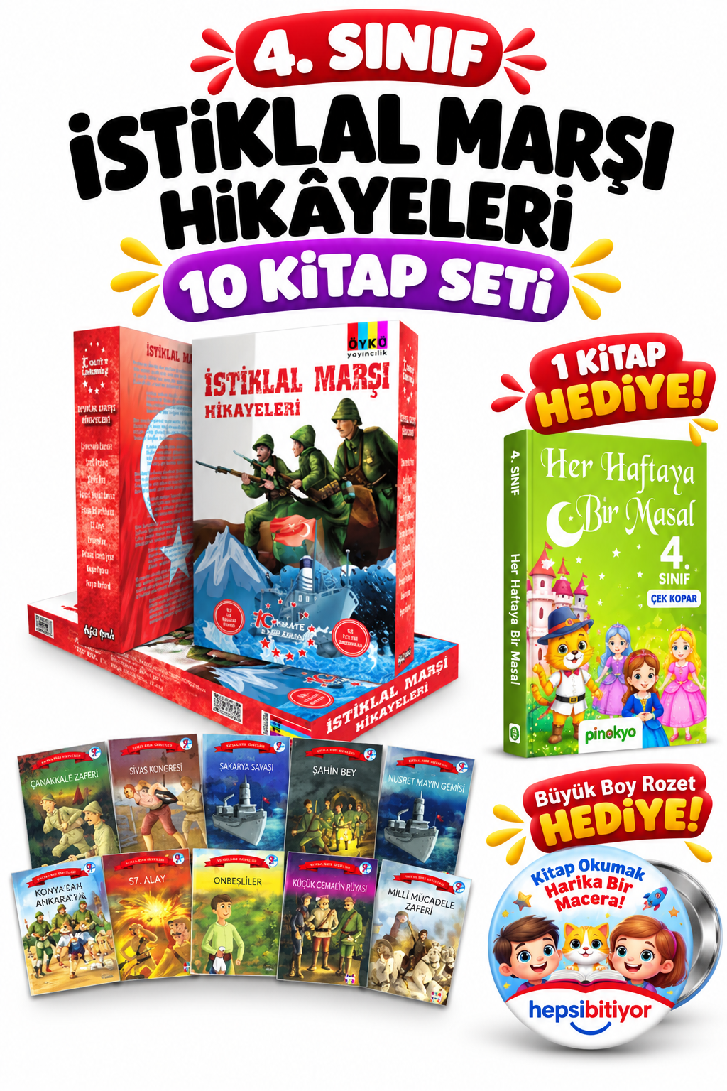Öykü 4. Sınıf İstiklal Marşı Hikâyeleri Seti 10 Kitap