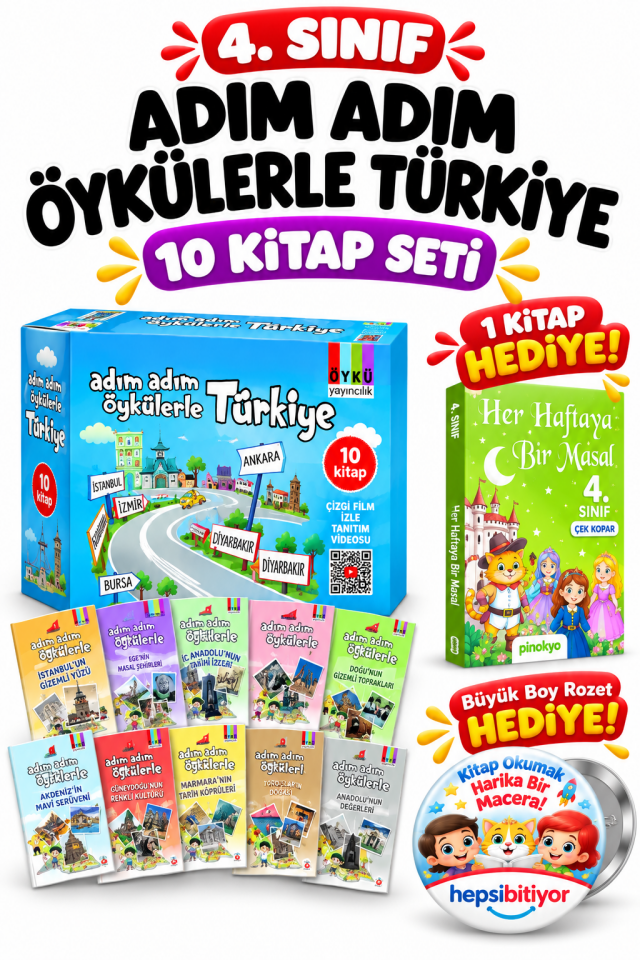 Öykü 4. Sınıf Adım Adım Öykülerle Türkiye Hikaye Seti 10 Kitap