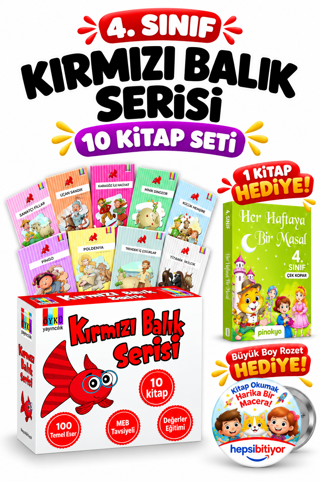 Öykü 4. Sınıf Kırmızı Balık Serisi Hikâye Seti 10 Kitap