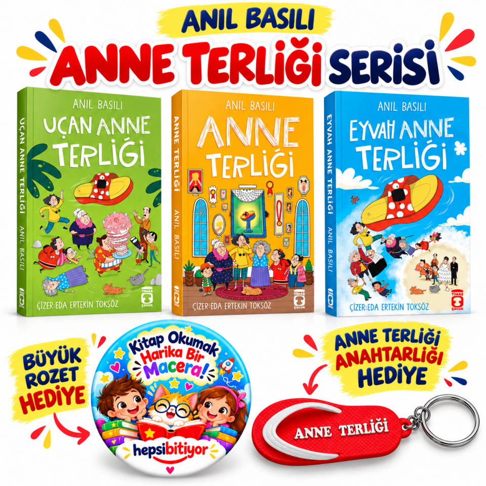 Hediyeli - Anıl Basılı Anne Terliği Seti 3 Kitap