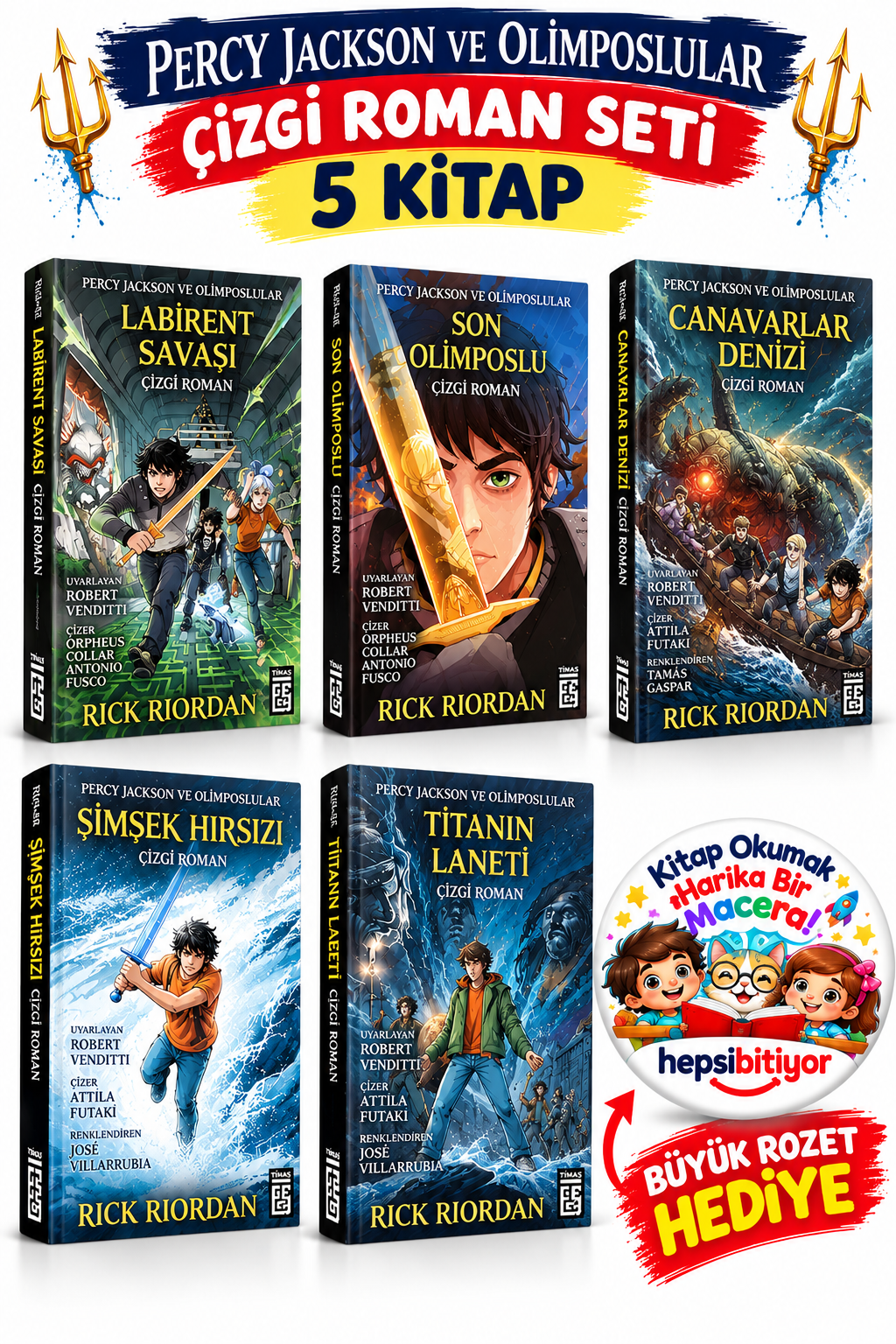 Hediyeli - Percy Jackson ve Olimposlular Çizgi Roman Seti 5 Kitap