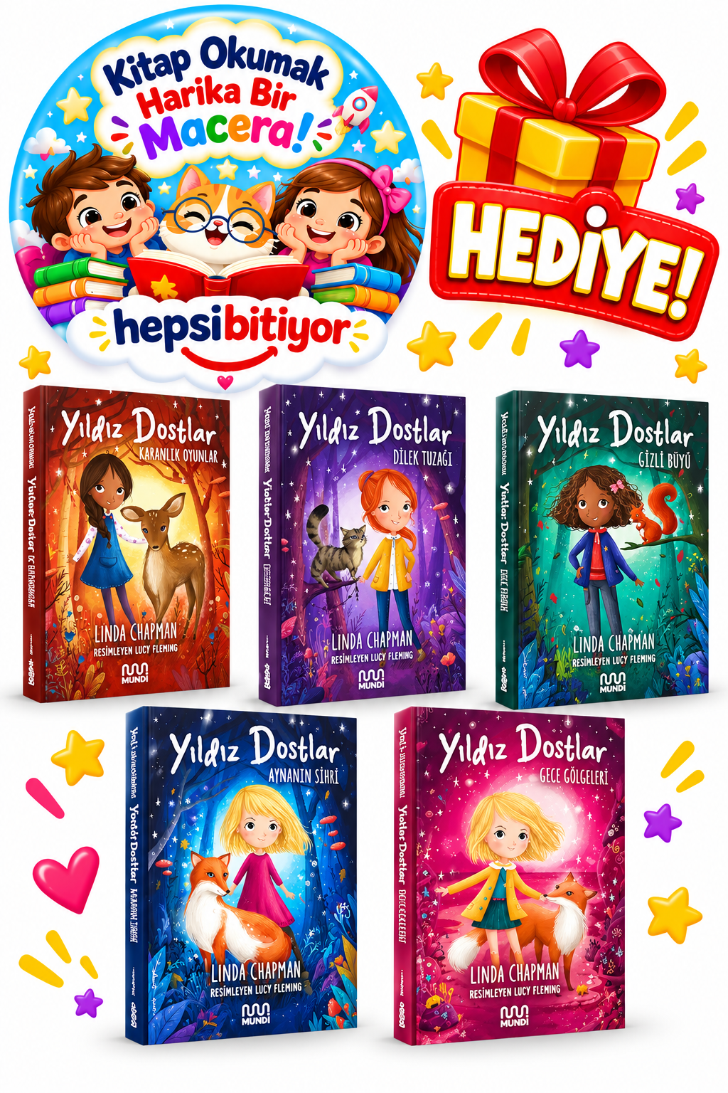 Rozet Hediye - Linda Chapman Yıldız Dostlar Serisi 5 Kitap