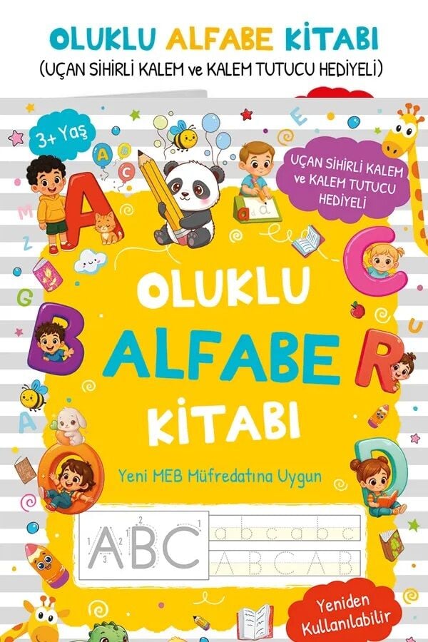 Oluklu Alfabe Kitabı -  Uçan Sihirli Kalem ve Kalem Tutucu Hediyeli