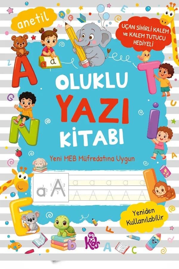 Oluklu Yazı Kitabı - Uçan Sihirli Kalem ve Kalem Tutucu Hediyeli