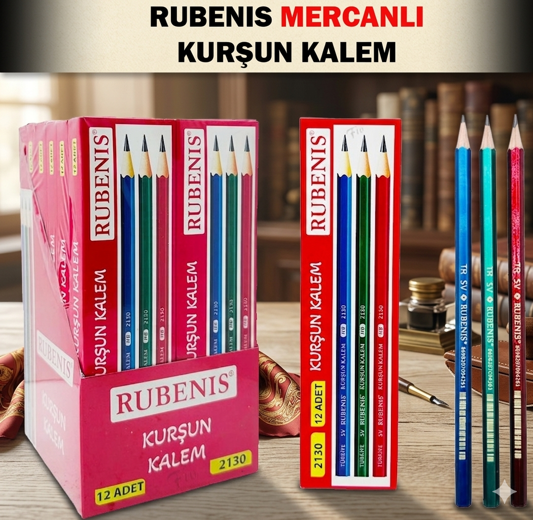 Rubenis Mercan Kurşun Kalem 12 Adet (1 Düzine)